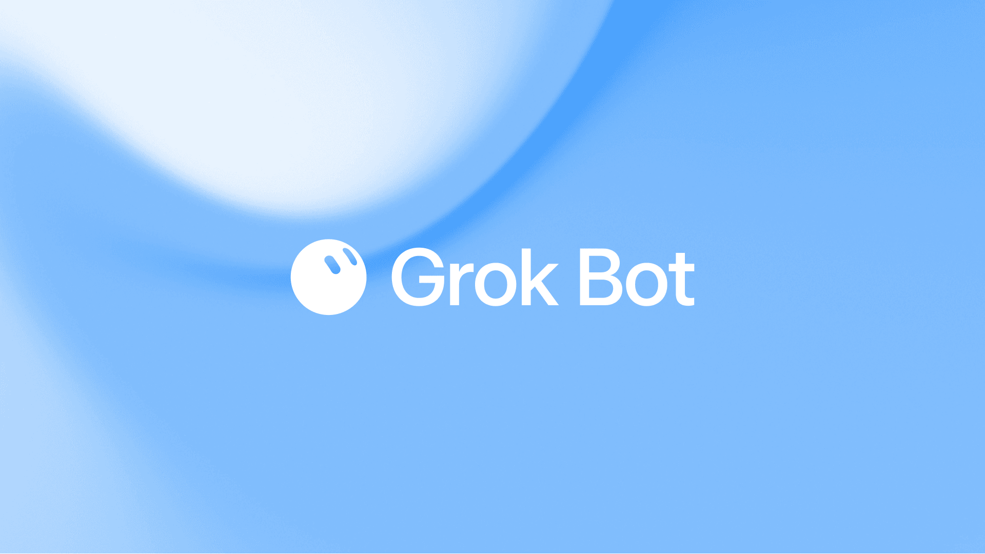 Official xAI Introducing Grok Bot art. White sphere face and the words Grok Bot.